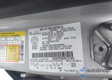 2017 Ford Fusion Se from USA, damaged, VIN 3FA6P0T96HR127305